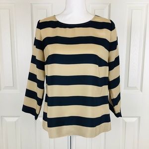J.Crew Size Small Beige & Navy Blue Striped Blouse